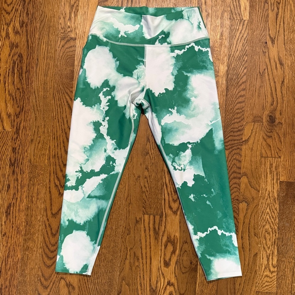 Sage Green and White Women's Leggings